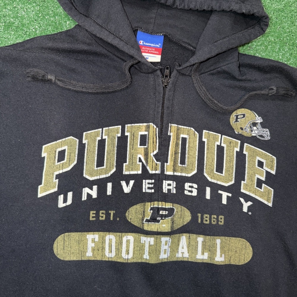 Vintage Champion Purdue Boilermakers Sweatshirt Quarter Zip Mens Med Football - Picture 2 of 6
